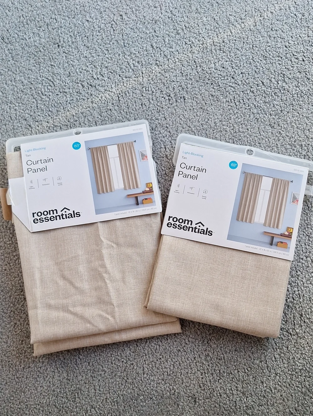 Room Essentials Tan Heathered Light-Blocking Curtain Panels